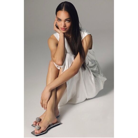 NEW Anthropologie Sleeveless V-Neck Twist-Front Satin Midi Dress Size 6 - Picture 4 of 4